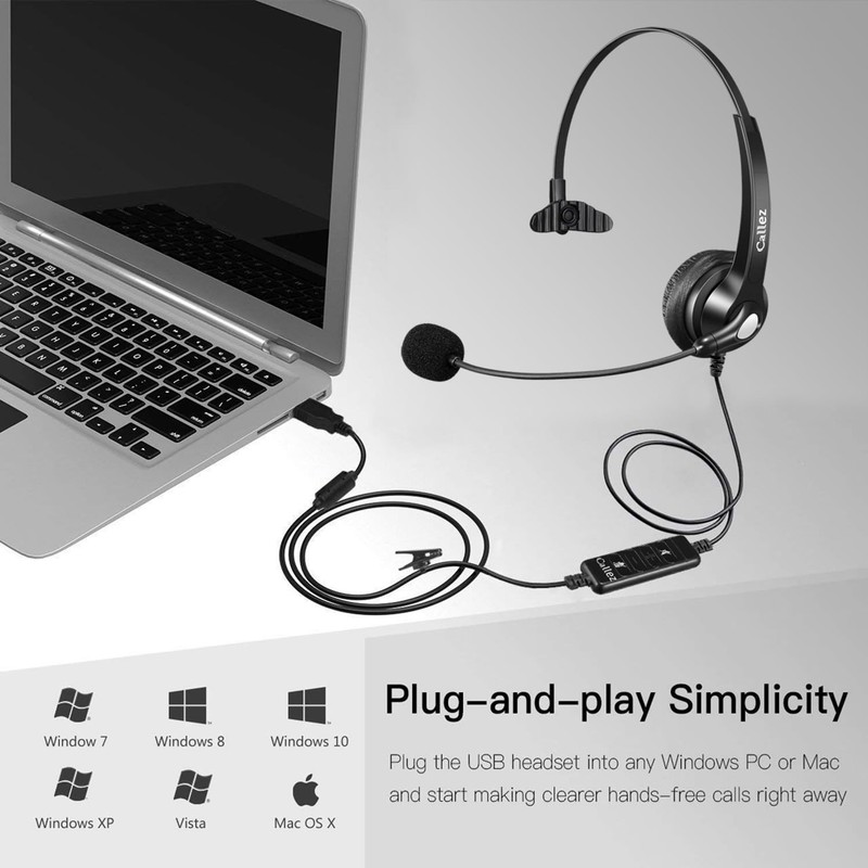 USB Headset PC for Business Skype UC Lync SoftPhone Call