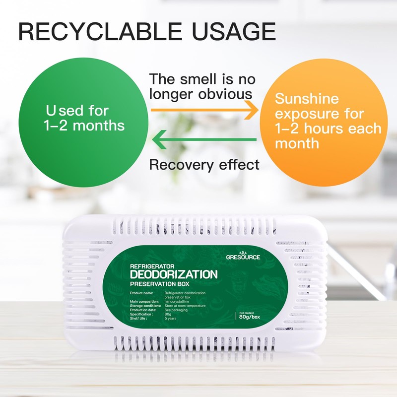 8 Pack Fridge Deodorizer, Refrigerator and Freezer Deodorizer Odor Eliminator