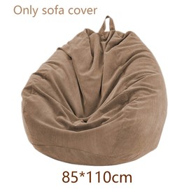 Kisbeibi Bean Bag Chair Cover (Without Filling) Washable Ultra Soft Corduroy Sturdy Bean Bag Cover (Brown, Size: 85x110cm)