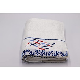 Lex's Linens Fish & Coral Embroidered Bath Towel