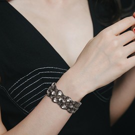 Clearine Women's Bracelet Fashion Sparkling Rhinestone Crystal Stretch Bangle for Wedding Party Prom, Crystal