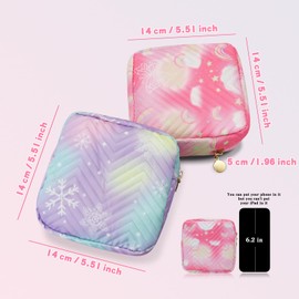 FuninCrea Reise Kosmetiktasche Farbverlauf Tragbar 14x14cm Lippenstift-Aufbewahrung Make Up Organizer mit Reißverschluss, wasserdichte Damenbinde Kleine Aufbewahrungstasche für Damen Mädchen (Rosa)