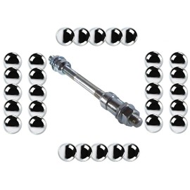 cyclingcolors Rear Wheel Axle 3/8 Inch x 155 mm Bicycle Universal Axle + 30 x Balls 6.35 mm 1/4 Inch Solid Hub Rear Wheel Vintage Vintage Vintage Cycling MTB Racing Bike Fixie Single Speed