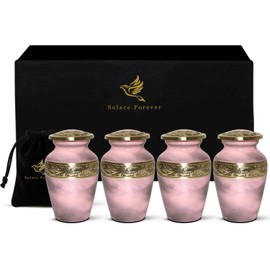 Keepsake Urns for Human Ashes Set - Small Urns for Ashes Men & Women - Handcrafted Mini Urn Male, Female - Honor Your Loved One with Funeral Cremation Urn (Light Pink, Set of 4)