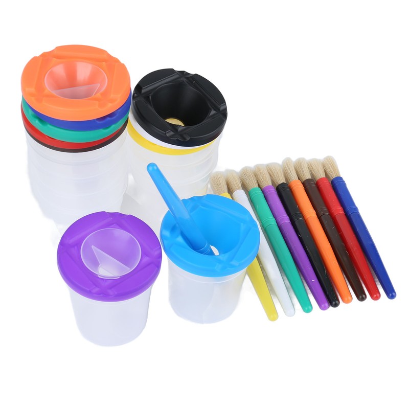 10 Pieces Spill Proof Paint Cups Kids Painting Set with