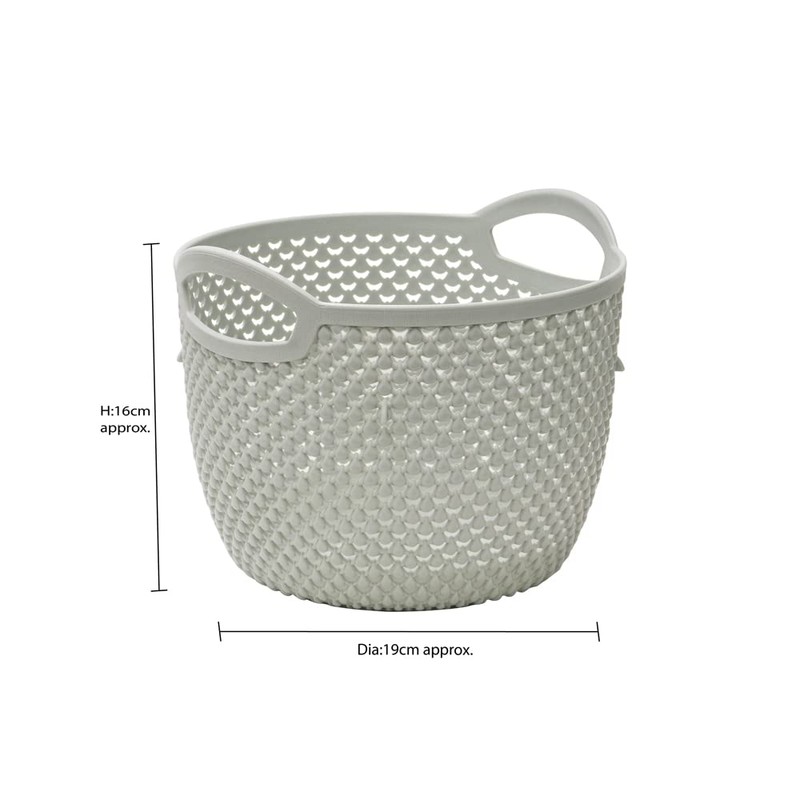 JVL Droplette Design Plastic Round Storage Basket, 3.3L,16 x 19cm