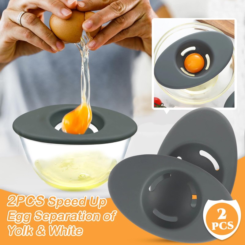 2PCS Silicone Egg Separators, Food-Silicone Egg White Separator, 3-Slit Egg