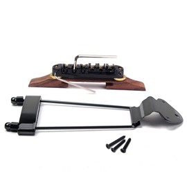 Ogdni 6 String Guitar Trapeze Tailpiece Bridge and Roller Tune-O-Matic Saddle Bridge for Jazz Archtop Guitar Replacement (black)