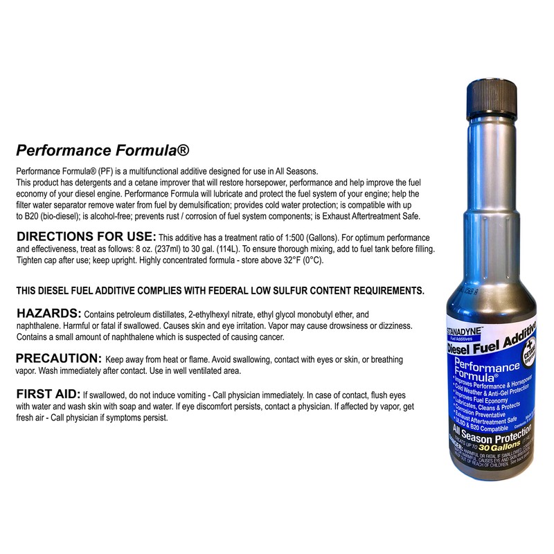 4 Bottles of Stanadyne 38564 Performance Formula 8 oz Diesel