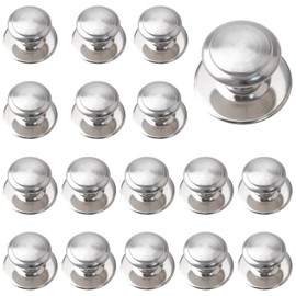 MOROBOR Stainless Steel Drawer Knobs, 16pcs Self-Stick Cabinet Handle Pulls, 1.18Inch Adhesive Sliding Door Handle with Mounting Screws for Glass Cupboard Drawer (Brushed Silver)