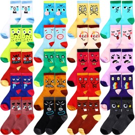 Cuffbow 20 Pack Crazy Funny Emotion Crew Socks Soft Cotton Cute Sock for Women, 20 Different Fun Designs and Color(Retro Style)