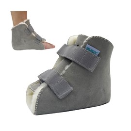 BIVIKEY1 Piece Australian Sheepskin Heel Protectors for Pressure Sores Ankle Protection|Soft and Breathable Widen Design|Prevention Pain Ulcer Promote Rehabilitation (W 7-13 / M 5-14) Light Grey