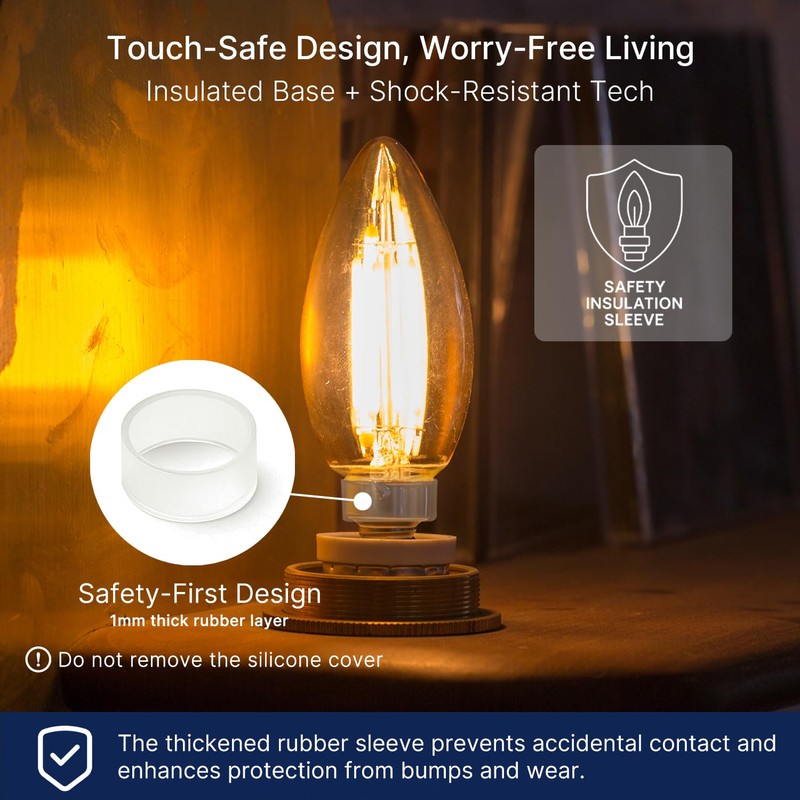 FLSNT 40W Equivalent LED Chandelier Light Bulbs, Dimmable Amber LED
