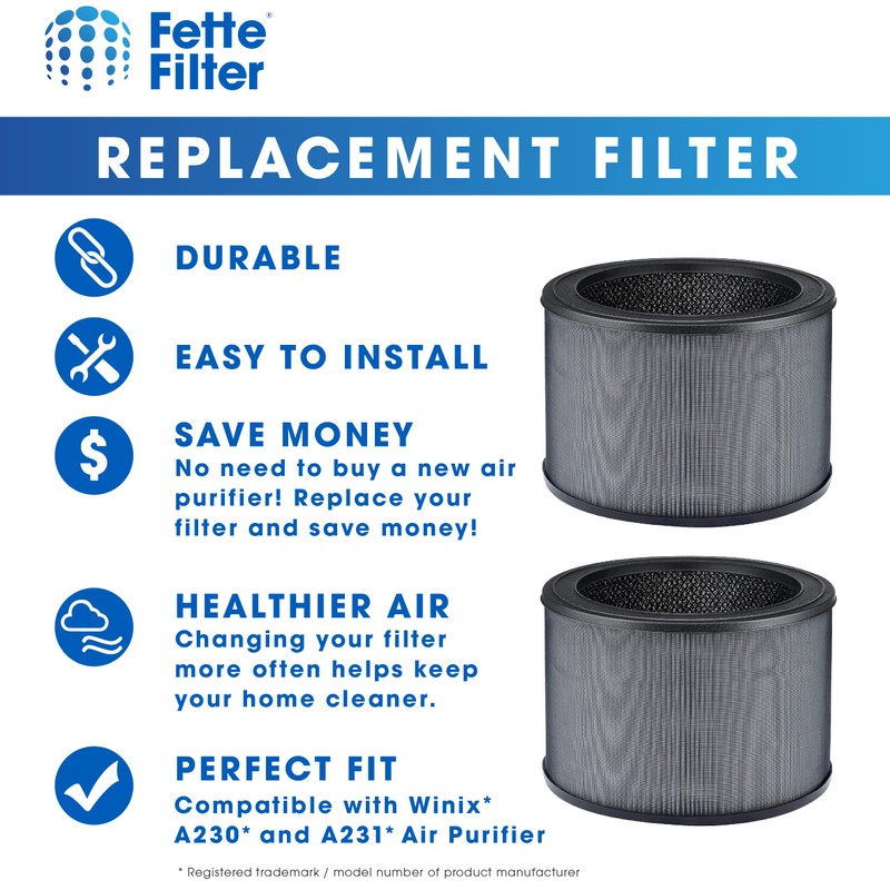 Fette Filter - 2 Premium True Hepa H13 Replacement Filter