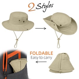 Sun Hats for Men Women Boonie Hat Foldable Fishing Hats UPF 50+ Bucket Hat for Hiking Garden Safari Beach
