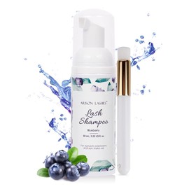 ARISON LASHES Eyelash Shampoo Eyelash Foam Cleanser with Cleaning Brush Eyelash Cleaner for Eyelash Extension Foam Wash Lash Shampoo for Home and Salon Use 60ML(Blueberries)