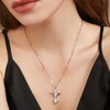 Jiahanzb Birthstone Angel Wing Cross Necklace 925 Sterling Silver Cross