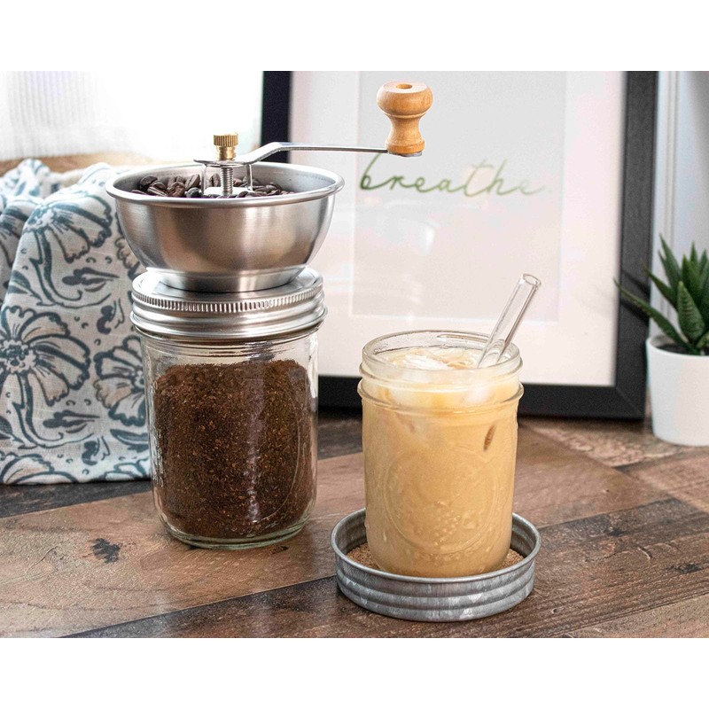 Coffee Grinder Lid for Wide Mouth Mason Jars
