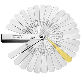 Universal Feeler Gauge Set Stainless Steel Thickness Gauge 32 Blades 0.04-0.88 mm (0.0015-0.035 Inch) Metric/Imperial for Measuring Gap Width and Thickness for Guitar, Spark Plug, Piston Measure