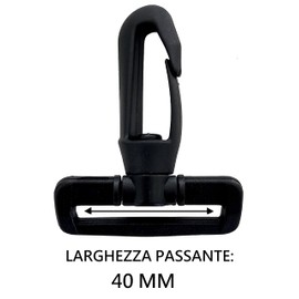 IPEA BSMR40 Plastic Swivel Carabiner with Hooks for Backpacks and Bags - Pack of 10 - Swivel Carabiner with Strap Loop for Bags, Accessories, Sports, Sewing - Size 40mm - Black