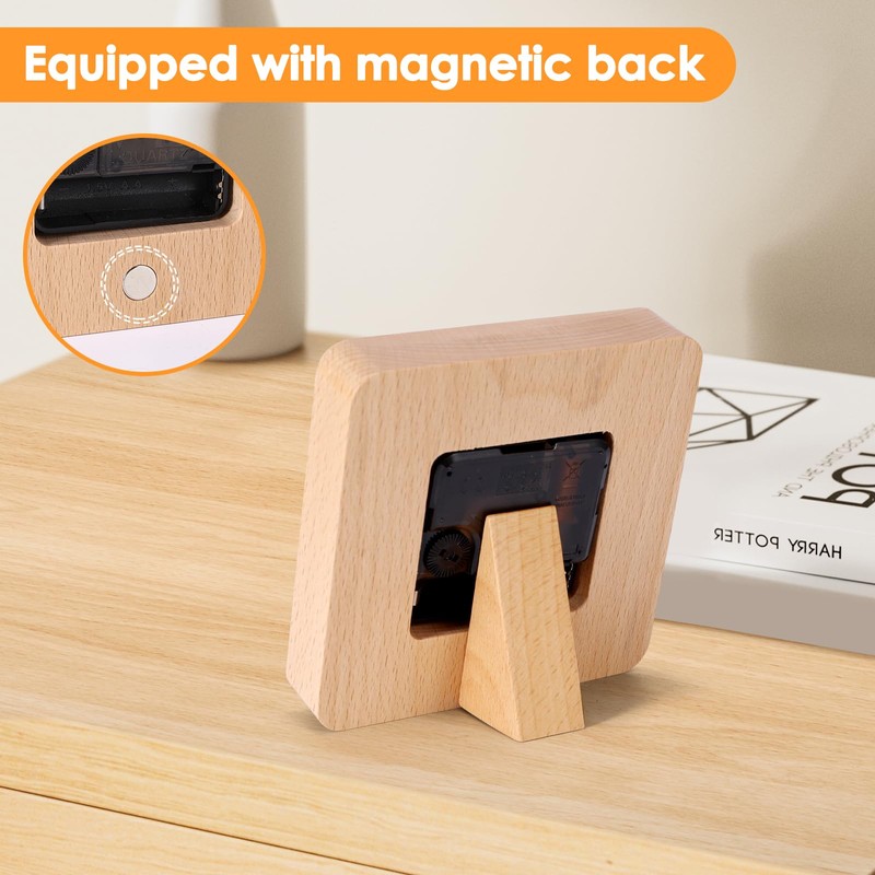 ZONJIE Wood Desk Clock - Silent Non Ticking Silent Clock,