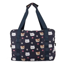 PAUL & JOE ACCESSOIRES PJA-B845 Folding Boston Bag Gypsy Nunette Cat Pattern, navy