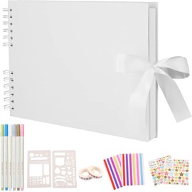80 Páginas Álbum de Fotos para Recortes, Álbum de Fotos Creativo Hecho a Mano DIY, Incluye Pegatinas, Bolígrafos, Reglas de Dibujo, Cinta, para Aniversario de Graduación de Boda Fiesta de Bebe