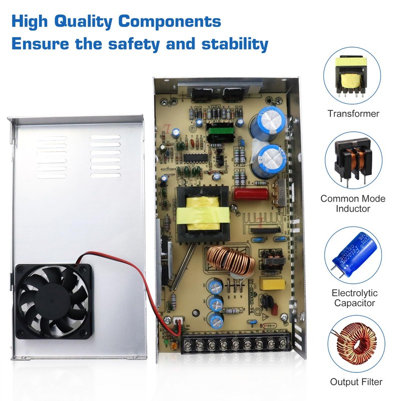 inShareplus 12V 33.3A 400W, DC Universal Regulated Switching Power Supply,