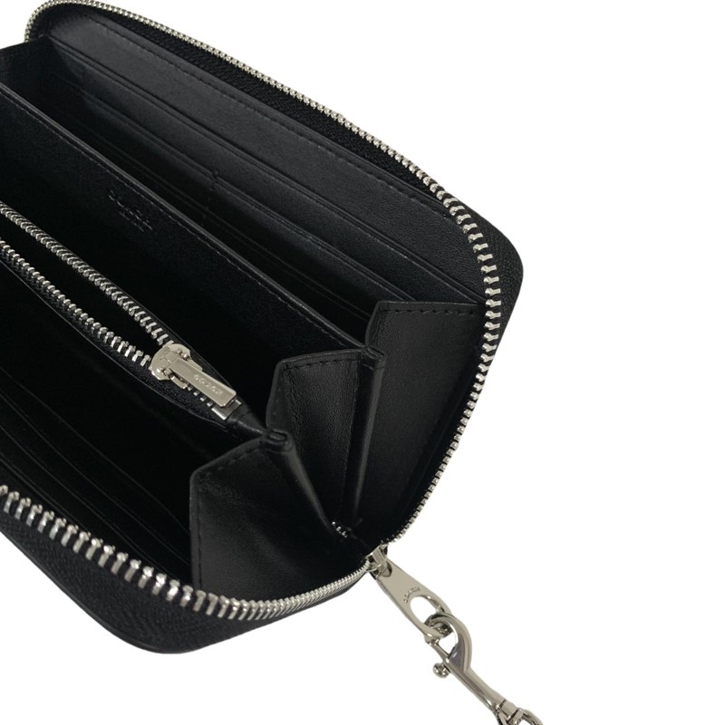 COACH Signature Zip Long Wallet, Strap Included, Coated Canvas, Black