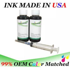 Vivid colors 200ml Black bulk refill ink kit w syringe for ALL HP Universal inkjet printer