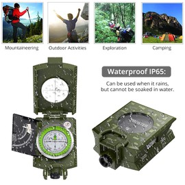 Proster IP65 Hiking Compass, Compass Survival for Geometry, Professional Military Compass with Sighting Clinometer for Camping Hunting Hiking Geology Activities