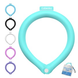 Snap Button Neck Cooling Tube with Cold Insulated Bag for Hot Summer, Reusable 18℃/64℉ Ice Ring Neck Cooler for Heat Outdoor Workers (Green/Snap Button)