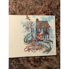 10 Vintage Louisiana Christmas Card Tags Santa Swamp Alligators NEW Cajun