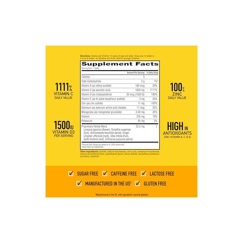 Airborne Immune Support Effervescent Tablets, Zesty Orange Flavor - 10ct