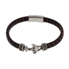 ROAL | Pulsera de piel con acero inóxidable con diseño de ancla en combinación de colores