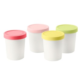 Tovolo Sweet Treat, Reusable Ice Cream Container for Homemade Ice Cream, Assorted Set of 4 - 6 Oz Stackable Storage Tubs with Silicone Lids for Freezer - BPA-Free & Dishwasher-Safe