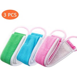 3pcs Loofahs Exfoliating Loofah Back Scrubber For Shower Double Side Scrubbing Strap Body Bath Sponge