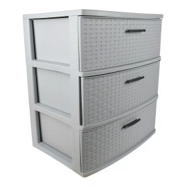 Sterilite Organizador Plástico Torre 3 Cajones Gris Multiuso Grande