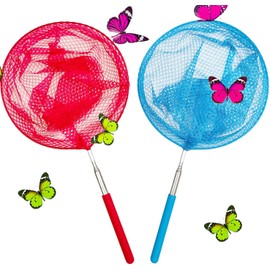 2 Pack Telescopic Butterfly Nets - Great for Catching Insects Bugs Fishing - Outdoor Toy for Kids Playing - Extendable from 6.8" to 34" and Anti Slip Grip…