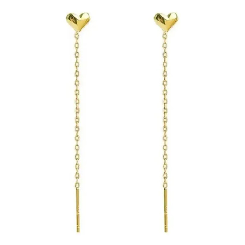 Aretes Corazón Largos Para Mujer Acero Inoxidable Regalos