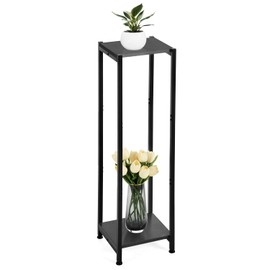 Dipion Extra Tall Plant Stand Indoor,40 Inch Plant Stands,2 Tier Metal Plant Stand with Heavy Duty Wood,Black