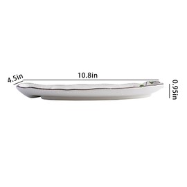 DealbyBox 10.8" Half-round Ceramic Japanese Sushi Platter Dumpling Plate with Dipping Saucer for Snack Dessert Salad Fries Gyoza (4Pack, Pink Sakura)