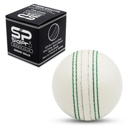 SialPro Soft Cricket Rubber Ball Set Indoor/Outdoor for Junior Youth Adult Training, Coaching, Practice Excellent Bounce with Durable Traditional Seams Stitched (White 1Pcs)