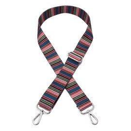 Silvery Buckles Wide Shoulder Strap Adjustable Replacement Belt Guitar Style Crossbody Bag Handbag Strap Multicolor Canvas Straps(Wide:1.4in,Long:49.2in) (Color bar)