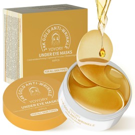 YOYORY Hydrogel Eye Patches for Dark Circles, Puffy Eyes & Wrinkles - Collagen & Hyaluronic Acid Infused Under Eye Masks, Hydrating Firming Care, Fine Lines,Eye Bags Reduction (60 Pcs) Gold
