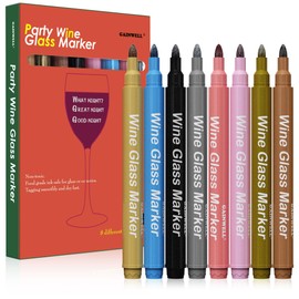 GAINWELL Wine Glass Markers, Set of 8 Non-Toxic Food-Safe Wine Glass Markers Washable - Can also be Used on Ceramic Plates, Dinnerware, Dries Fast, Easy Erase