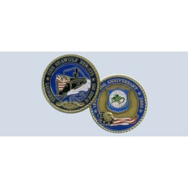 USS SEAWOLF SSN-575 NAVY SUBMARINE 50TH ANNIVERSARY CHALLENGE COIN