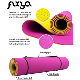 FLXYA TPE Yoga Mat Training Mat 183 x 61 x 0.6 cm Pink Yellow Non-Slip Gym Mat Mat for Yoga Fitness Pilates Gymnastics Sports Mat Gymnastics Mat Gym Mat Floor Mat Exercise Pink Yellow