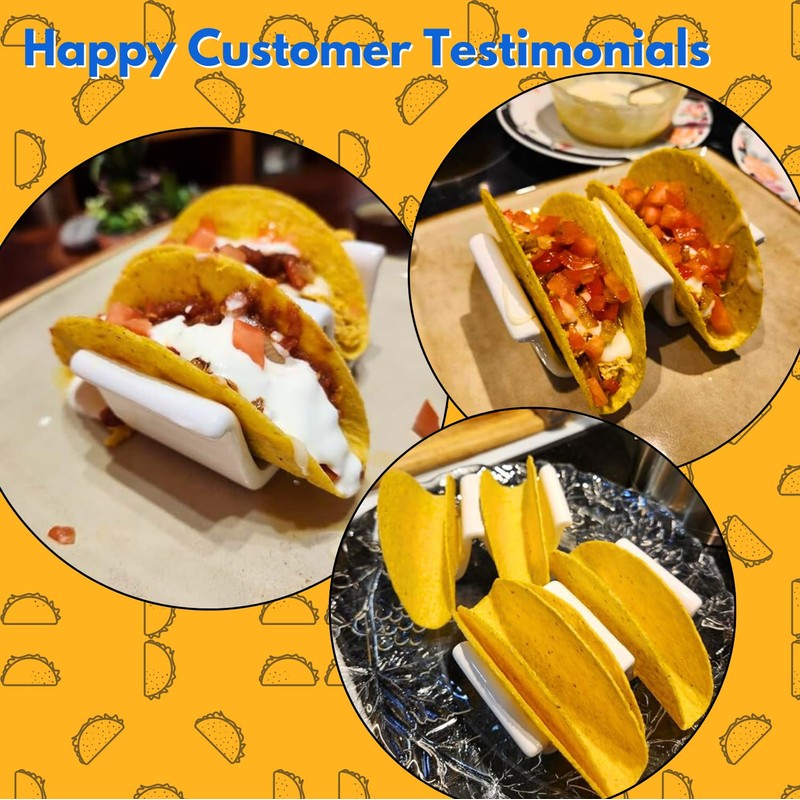 Ceramic Taco Holder (Green - 2 Pack, Taco Shells -