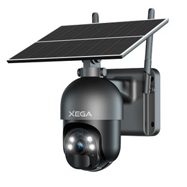 Xega 4G LTE Cellular Security Camera Outdoor Solar Camera Wireless Built-in SIM Card, 2K HD Color Night Vision PTZ 360° View, Smart PIR Motion Detection, 2-Way Talk, No WiFi, IP66